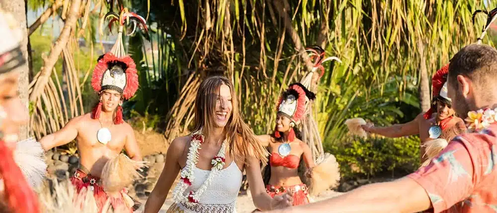 dancers learning the history and movements of Tahitian dance