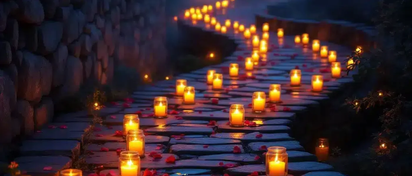 Hundreds of candles lighting a path through the rainforest
