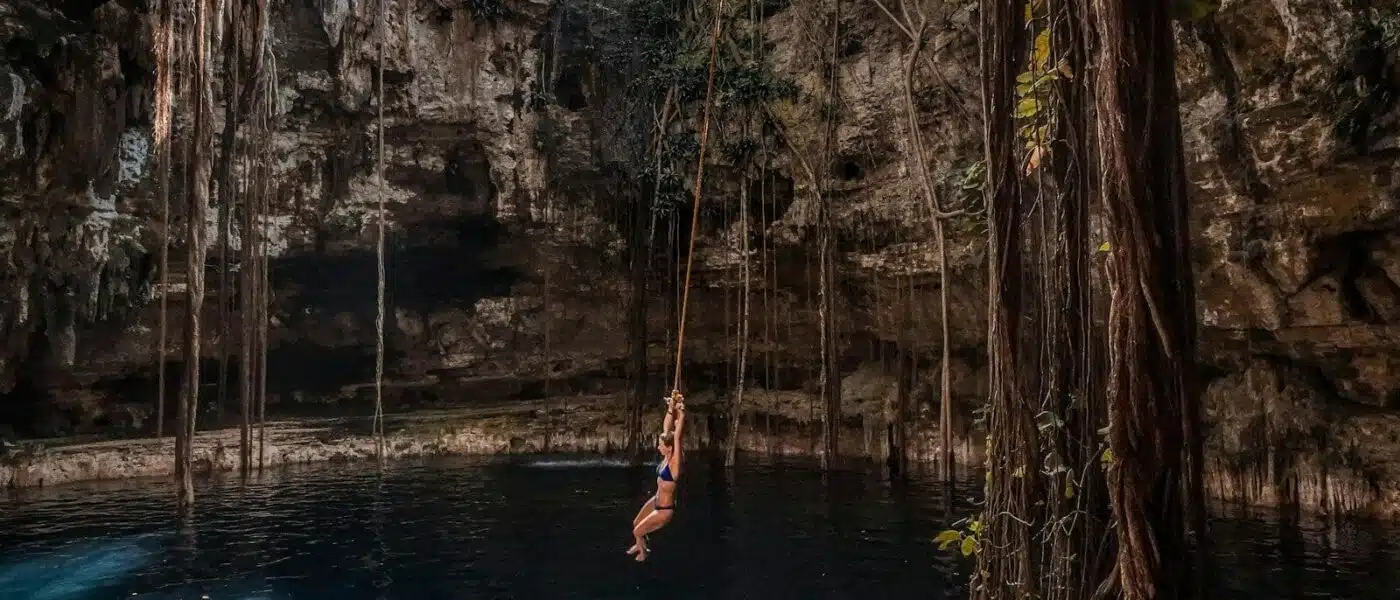 Undisturbed surface of a cenote at first light