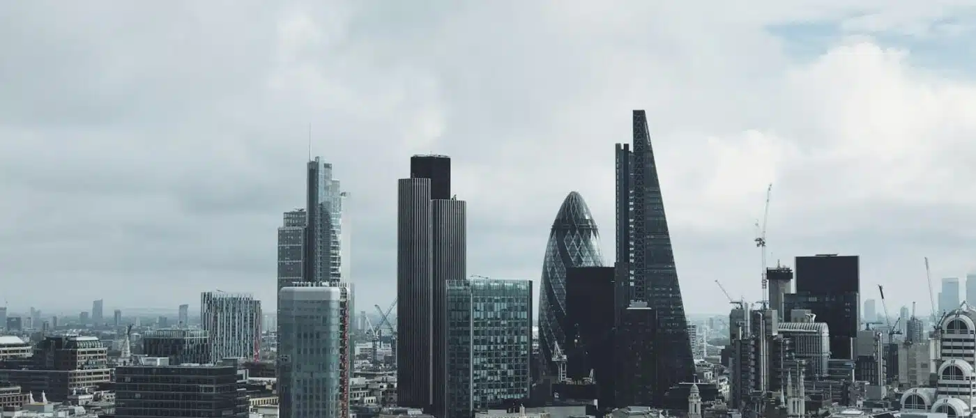 Aerial view of London's bridges spanning the Thames