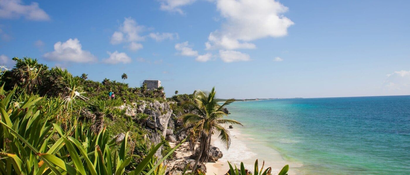 Turquoise shallows giving way to deep blue off the Riviera Maya