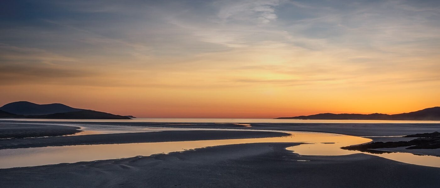 Horse hoofprints on wet sand at Luskentyre