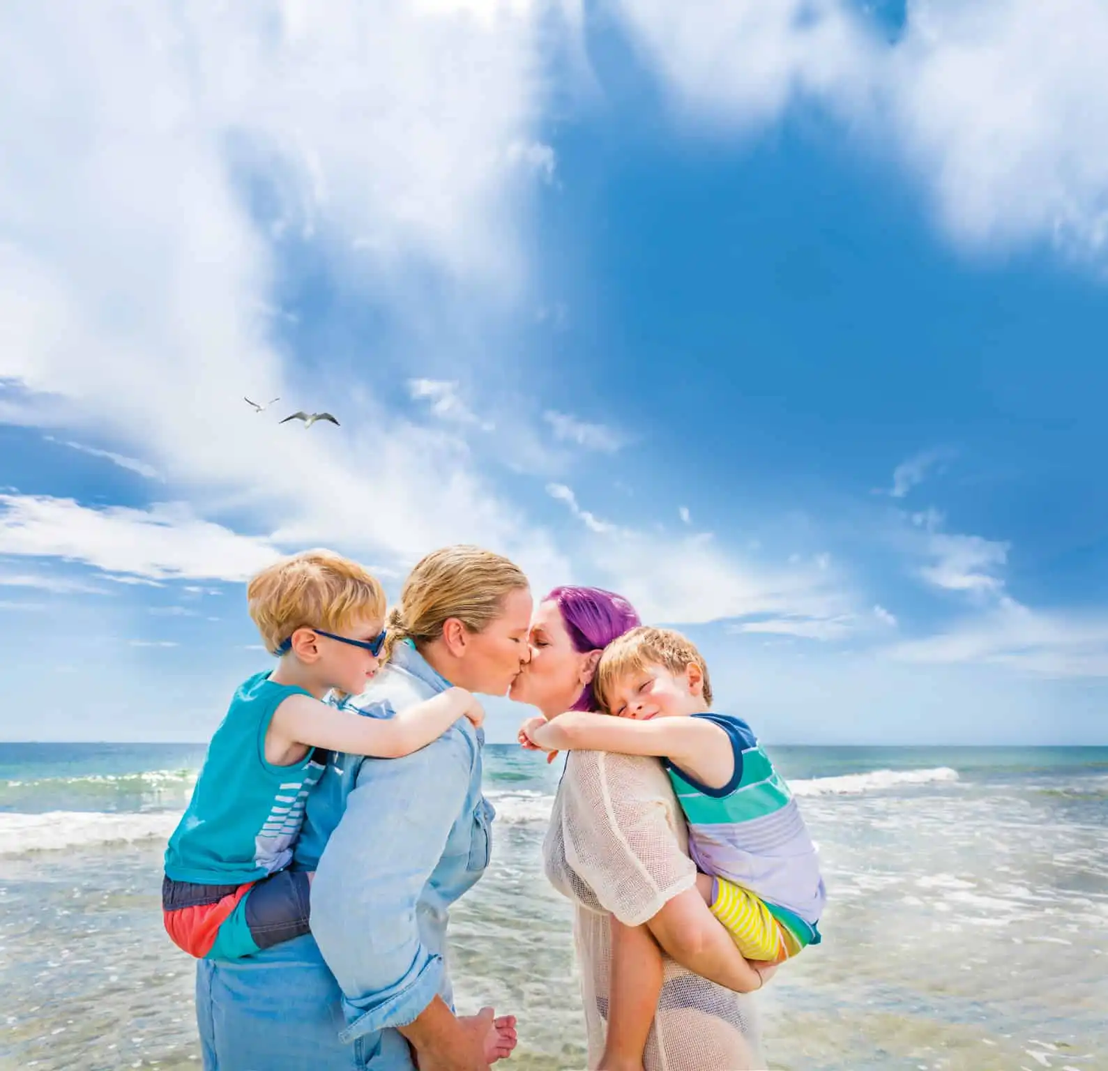 Lesbian couple and children in Fort Lauderdale