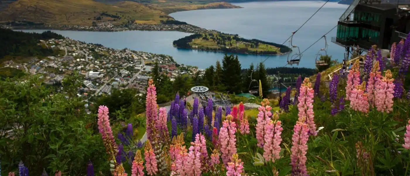 Queenstown on the shore of Lake Wakatipu beneath the mountains