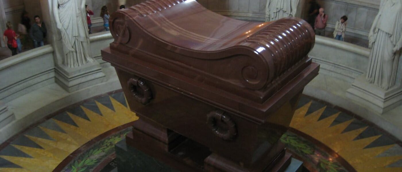 Napoleon's red porphyry sarcophagus in the crypt of the Dôme Church
