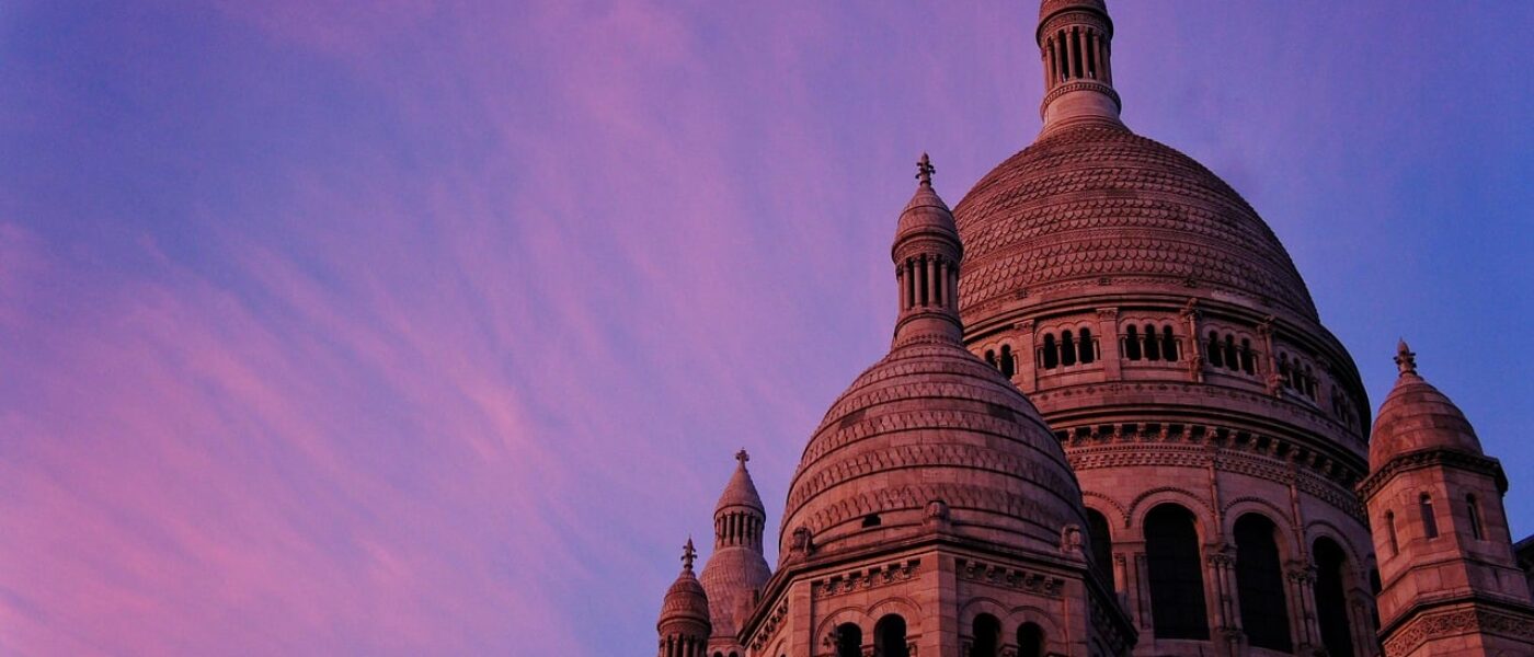 Quiet sloping street in Montmartre in early morning