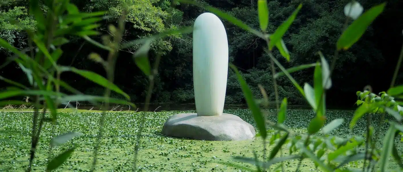 Setouchi Triennale installation on the shore of an island in the Inland Sea