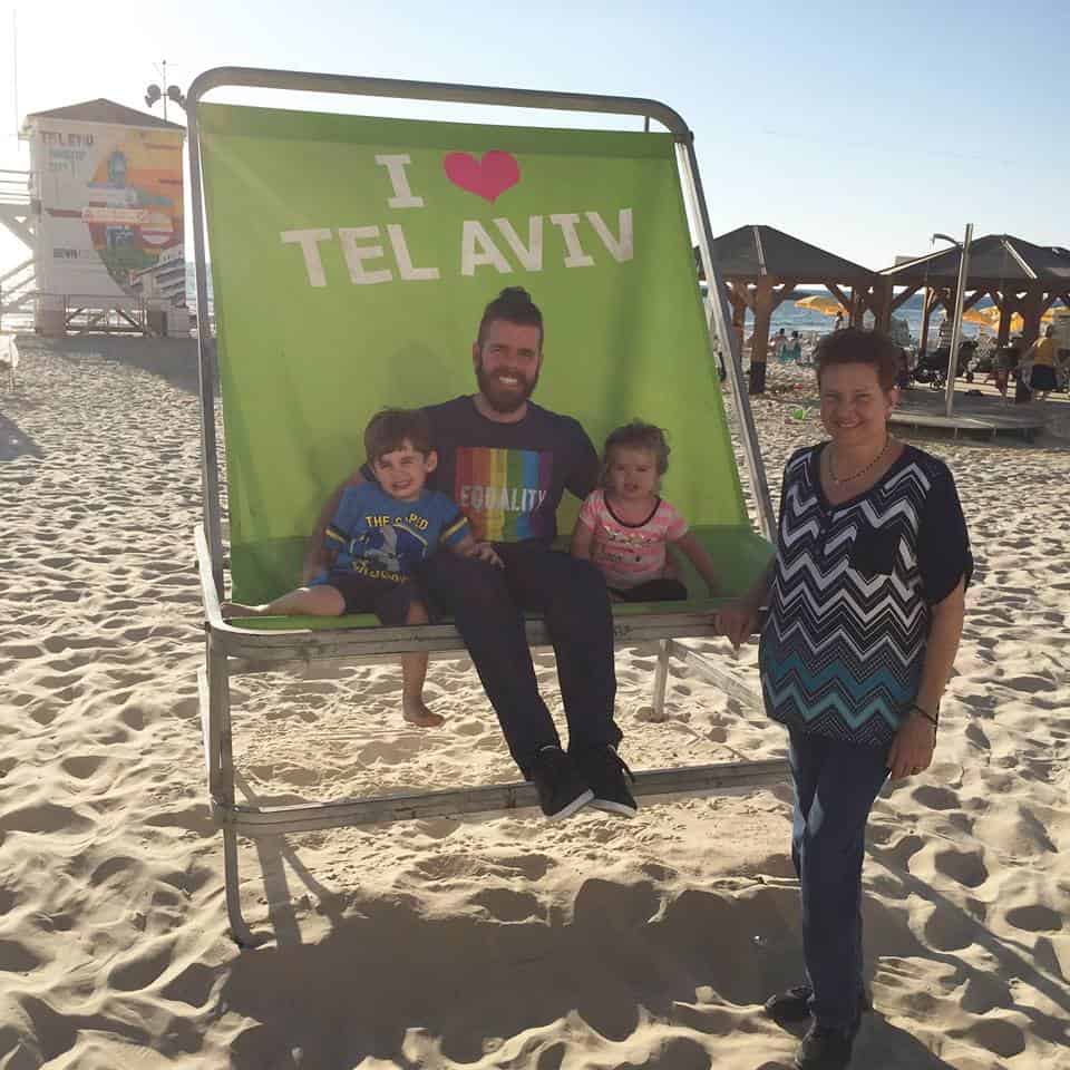 Gay blogger Perez Hilton and his family in Tel Aviv