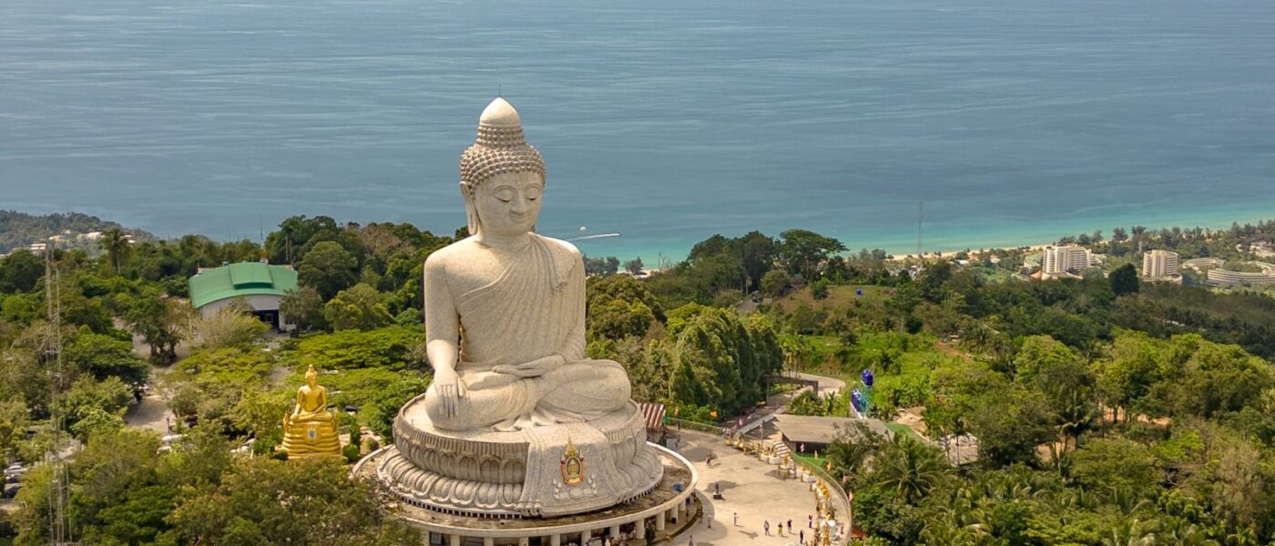 Big Buddha of Phuket in white marble on the summit of Nakkerd Hill
