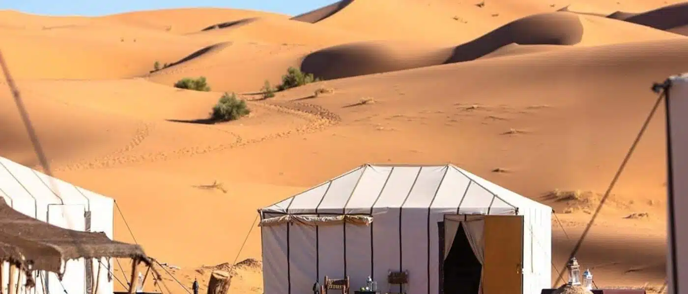 Open-fire dinner at a private desert camp under the stars