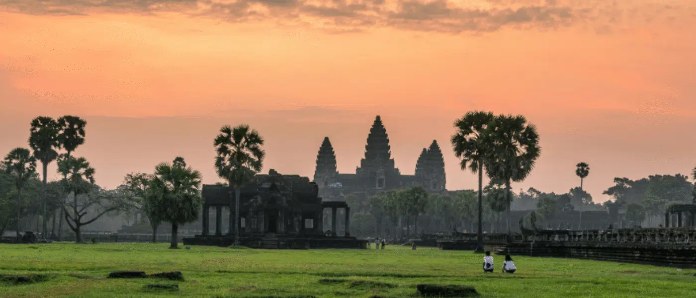 The causeway at Angkor Wat in early morning light
