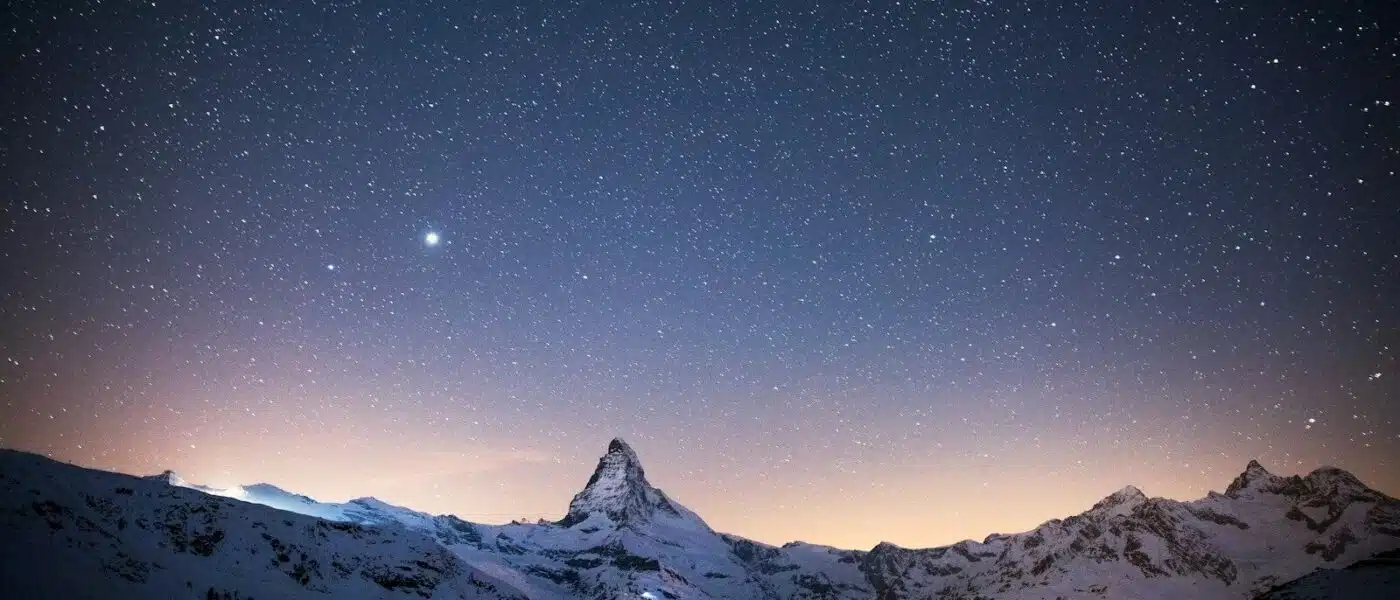 Car-free Zermatt village streets before dawn