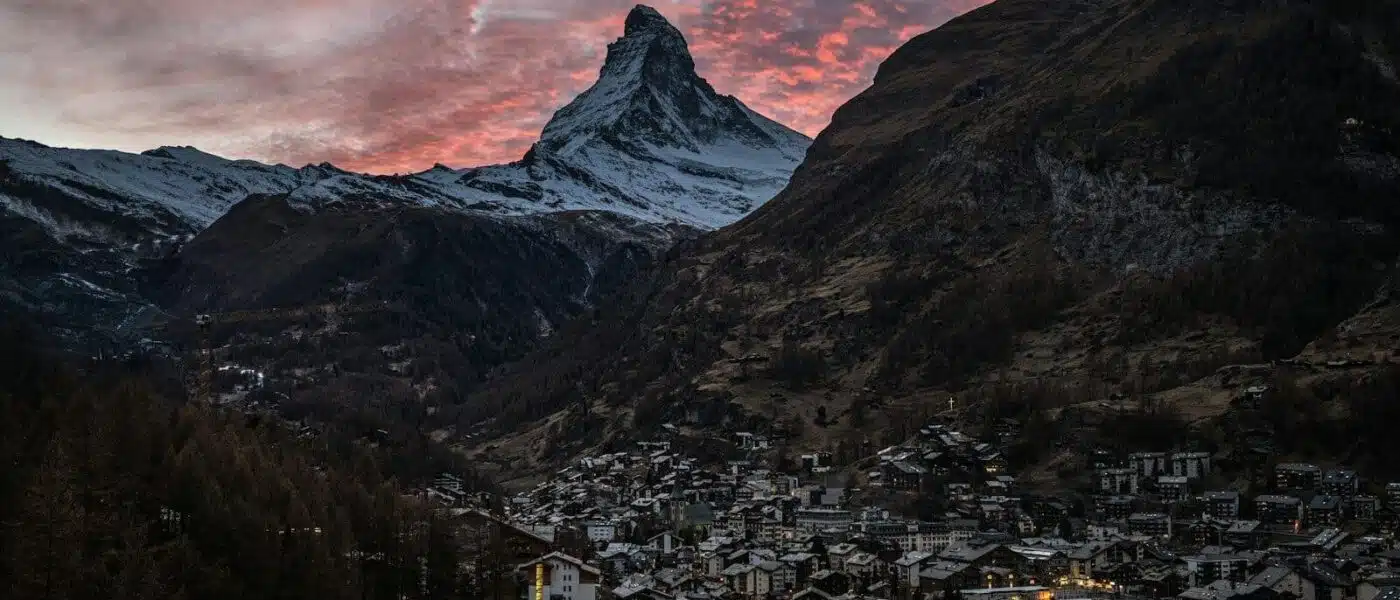 Matterhorn north face seen at close range from a helicopter