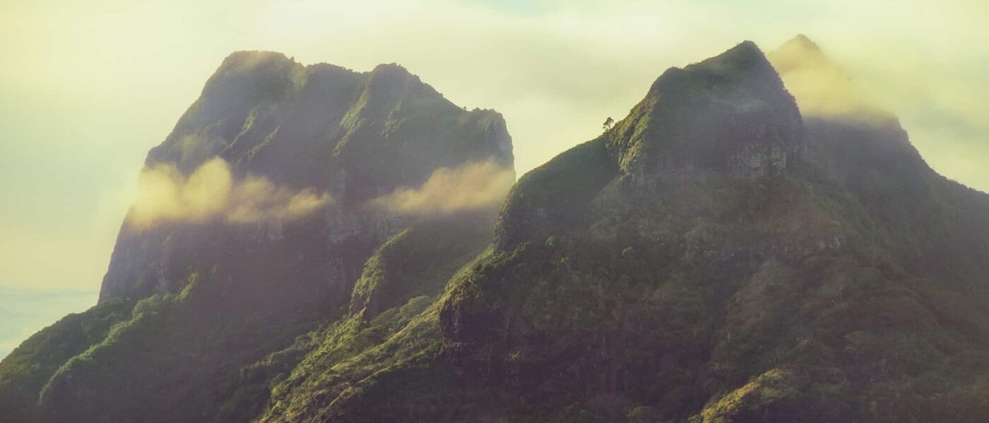Mount Otemanu rising from the centre of Bora Bora