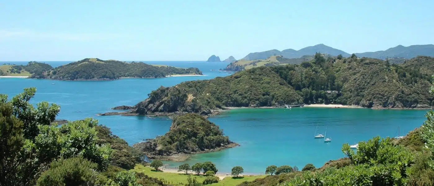 Sheltered islands and calm water in the Bay of Islands
