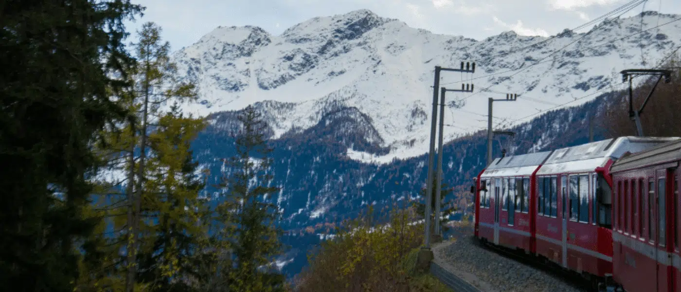 Family seated together in a private carriage on the Bernina Express