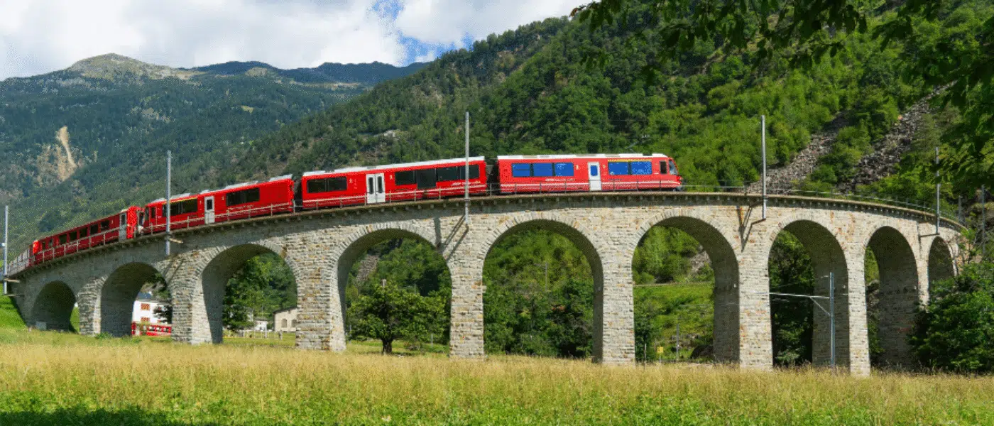 Bernina Express descending toward Tirano through green valleys