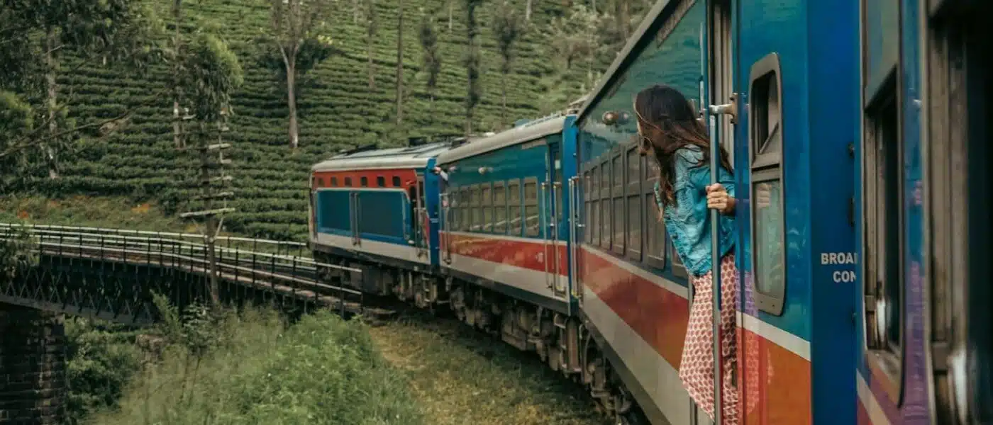 Reserved window seats facing the valleys on the Kandy to Ella train
