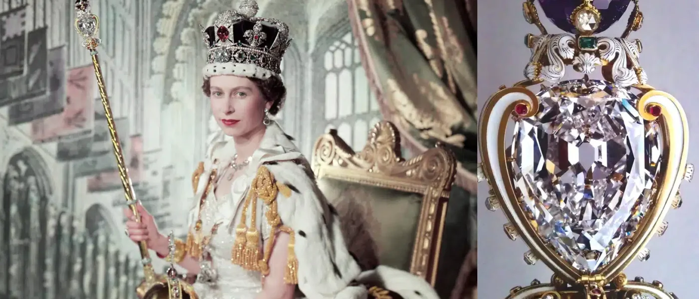 Yeoman Warder in dark blue uniform leading a small evening tour