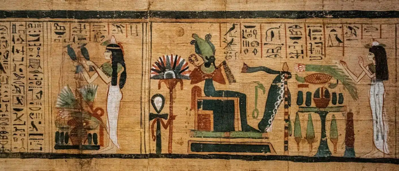 Painted corridor walls inside a Valley of the Kings tomb