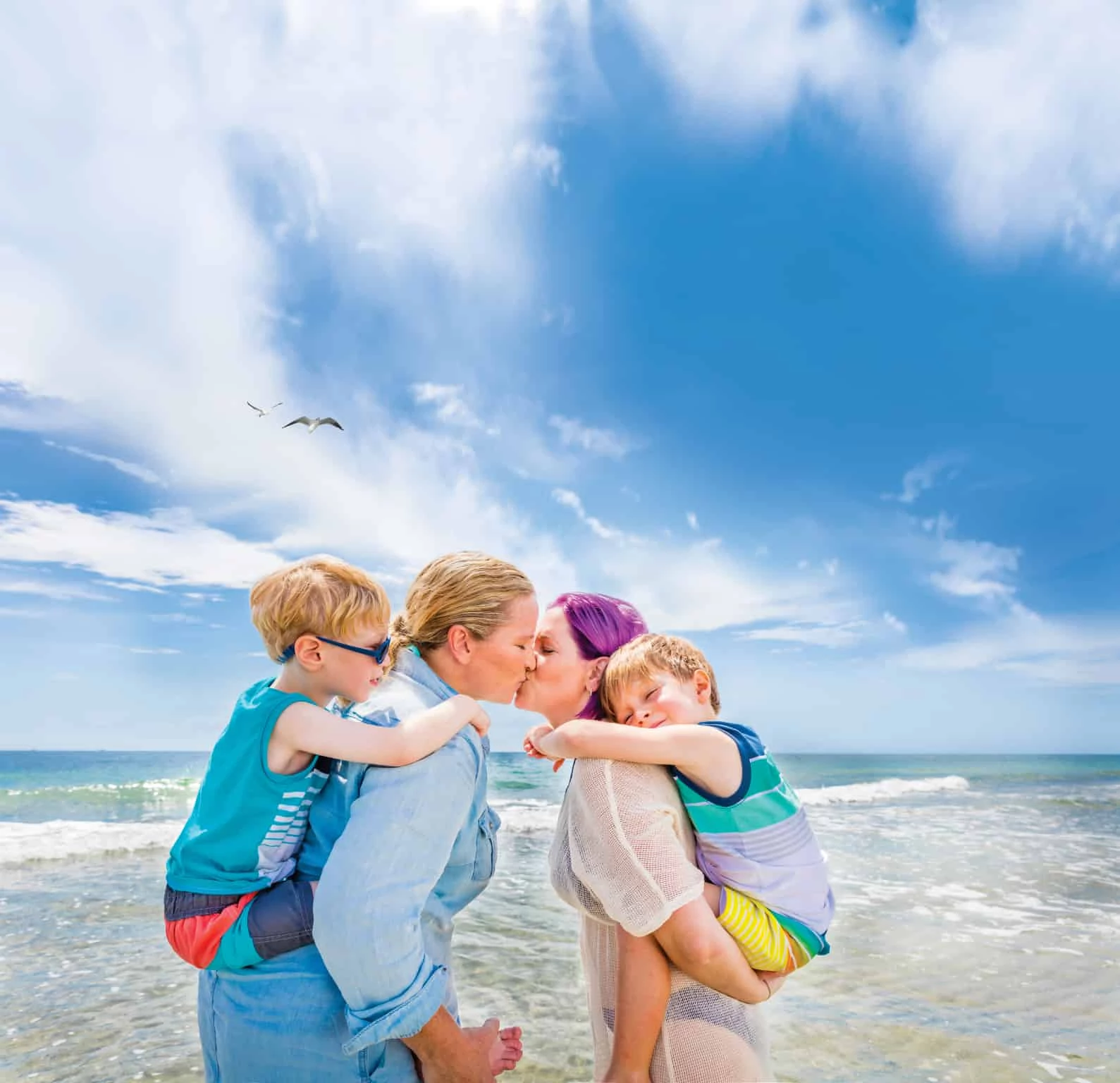 Lesbian couple and children in Fort Lauderdale