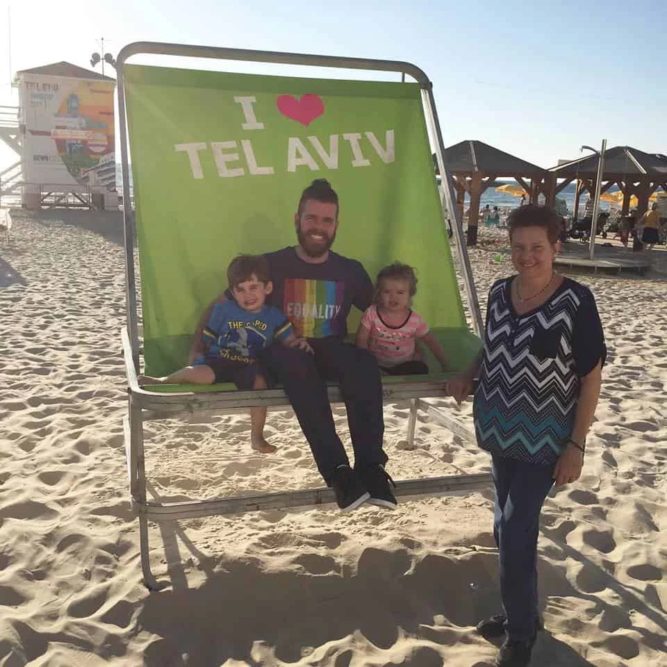Gay blogger Perez Hilton and his family in Tel Aviv